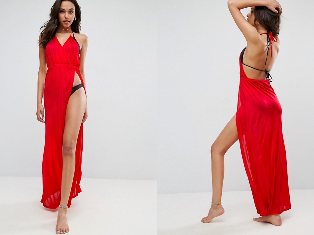 Sukienka plażowa na strój kąpielowy czerwona M