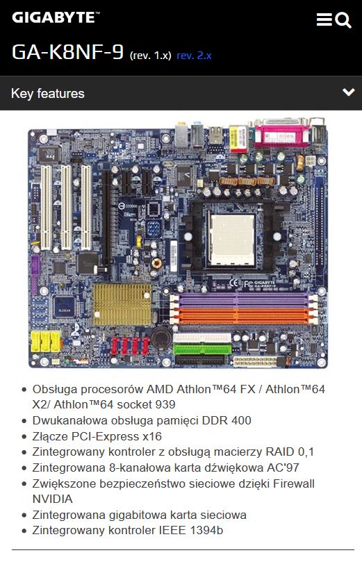 PŁYTA GŁÓWNA GIGABYTE GA-K8NF-9 rev. 1.0 - 6862368283 - oficjalne ...