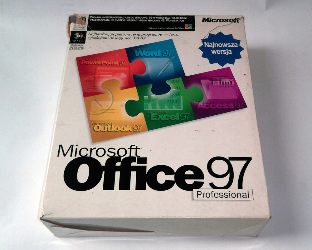 Microsoft Office 97 Professional BOX PL - 7761880867 - oficjalne archiwum  Allegro