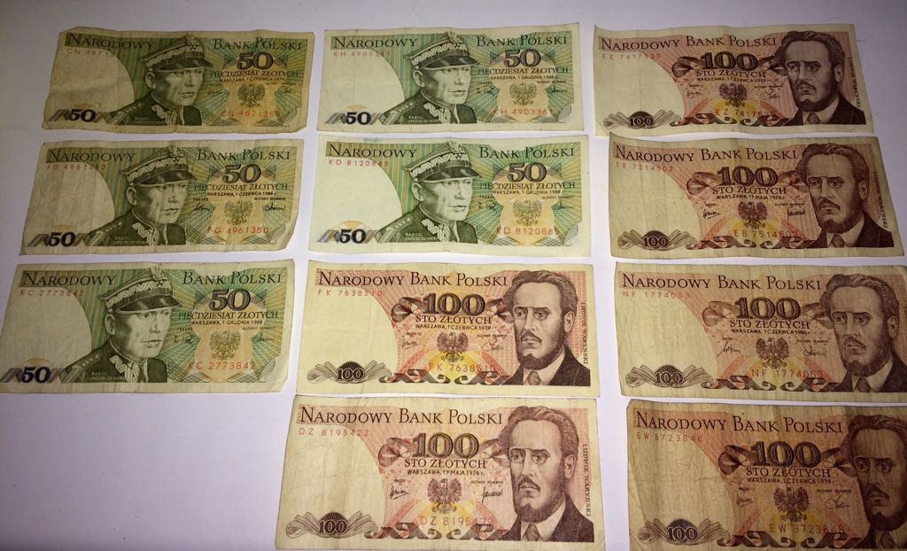 Polskie banknoty PRL z lat 80.