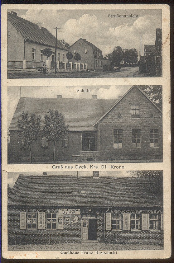 DZIKOWO, POW.WAŁCZ - SZKOŁA, GOSPODA