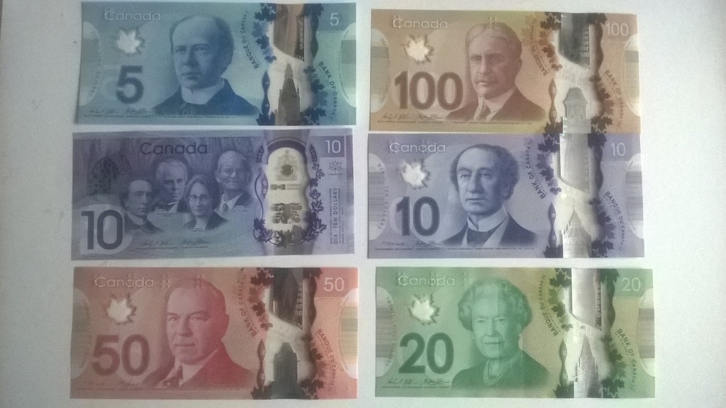 Kanada - komplet banknotów 5, 10, 10, 20, 50, 100