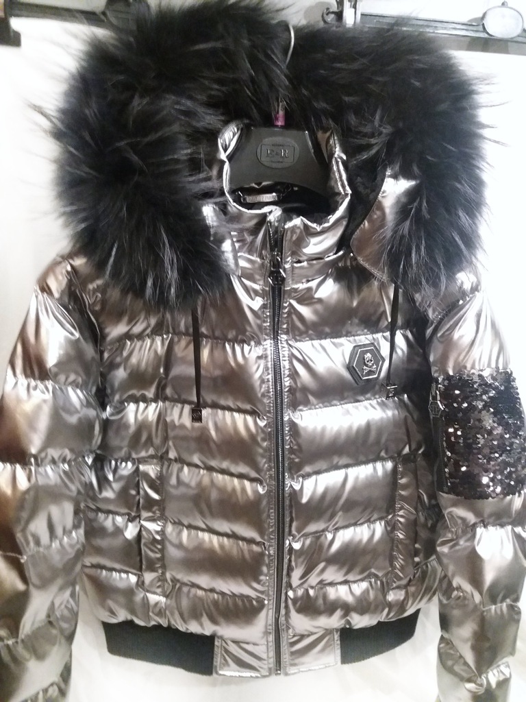 SREBRNA KURTKA PUCHOWA Z JENOTEM PHILIPP PLEIN M