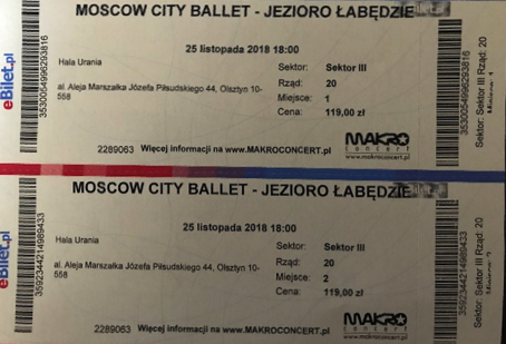 2 bilety na MOSCOW CITY BALLET - JEZIORO ŁABĘDZIE