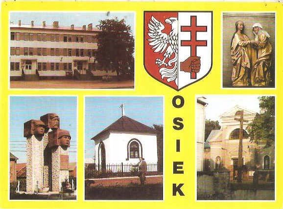 OSIEK --- URZĄD MIASTA - KOŚCIÓŁ - HERB -- 90-TE