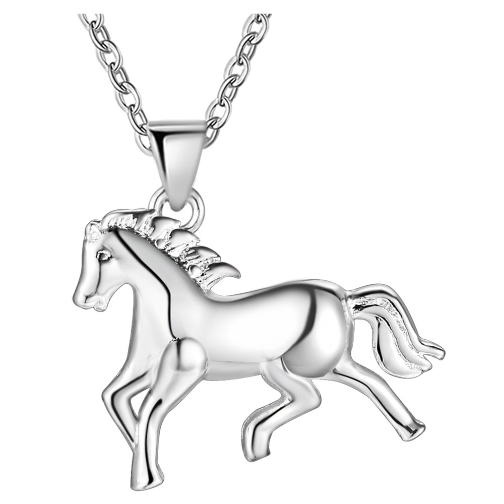 Srebrny naszyjnik z koniem 925 koń zawieszka+łańcu - 7301879693 