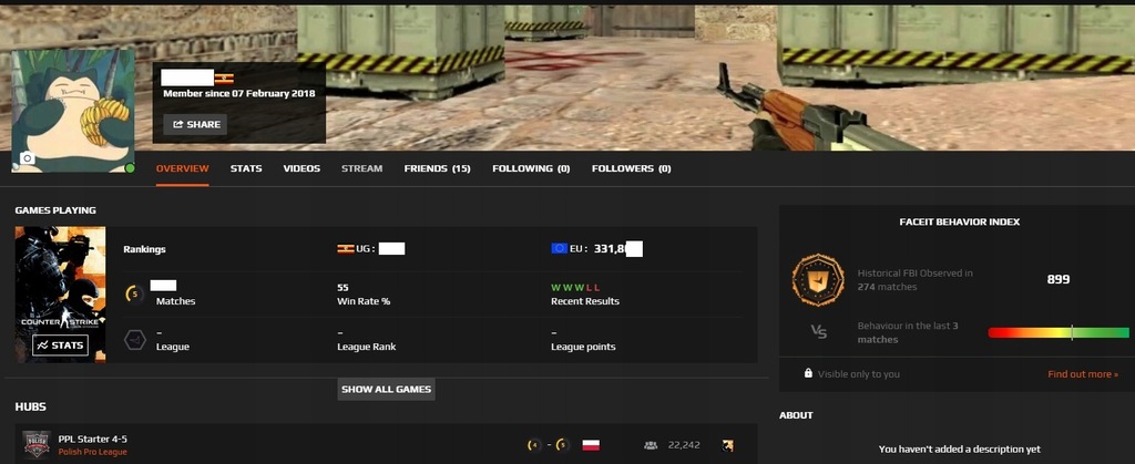 KONTO STEAM CS GO FACEIT 5 LVL (300 + MECZY)