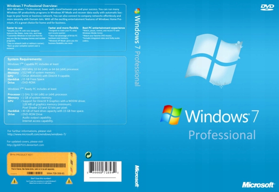 Windows 7 Professional 32/64 Bit Klucz