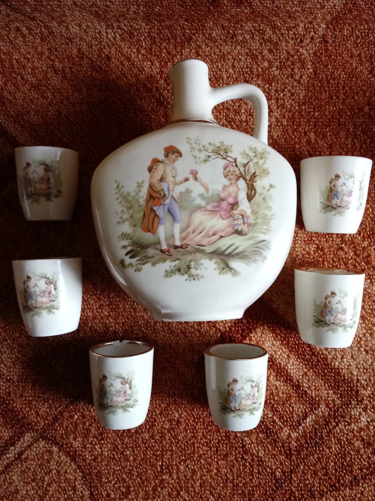 Zestawy porcelanowe i szklane PRL starocie antyki