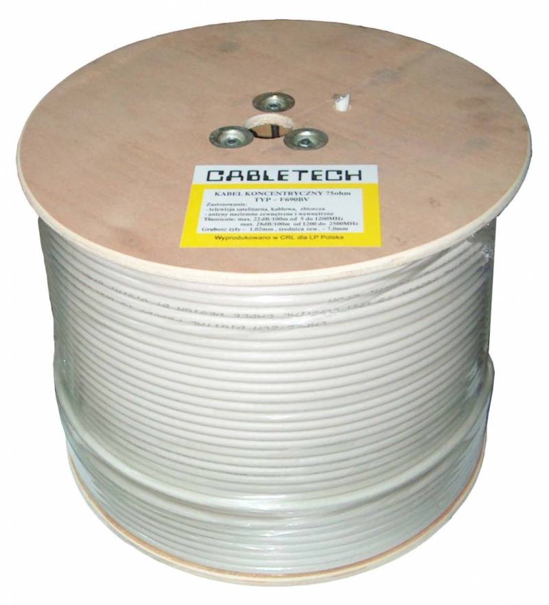 Kabel koncentryczny RG-6U CCS 305m 1,0mm Cabletech