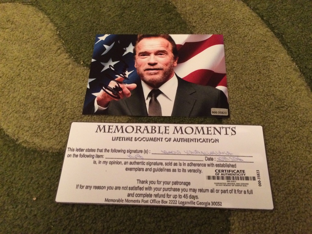 ARNOLD SCHWARZENEGGER oryg autograf CERTYFIKAT