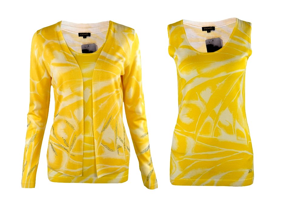ESCADA bliźniak sweter top żółty komplet L SALE %