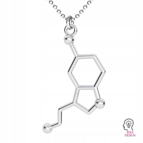 SEROTONINA ZAWIESZKA WZÓR CHEMICZNY, SREBRO 925,