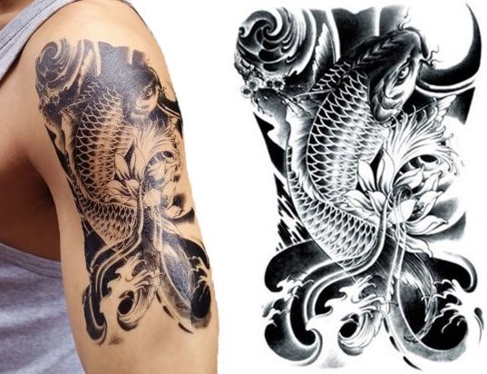 Tatuaż Ryba Naklejka Tattoo Tribale Sum Kwiaty 37