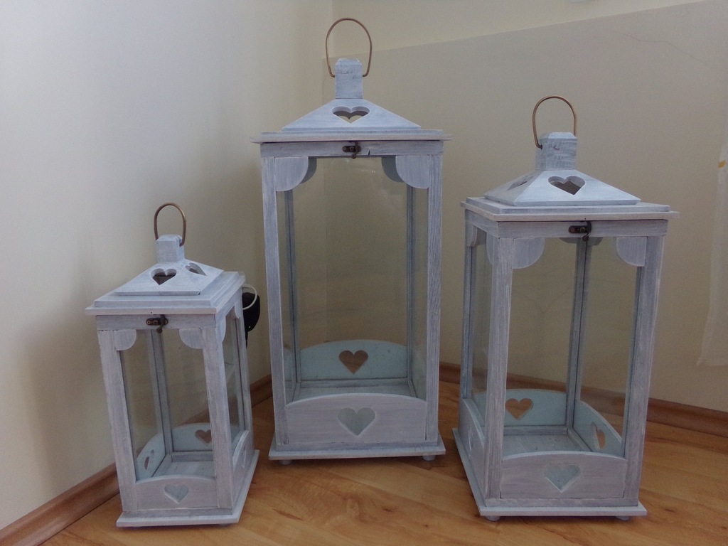lampiony latarnie 3 szt lampion latarnia kpl biały