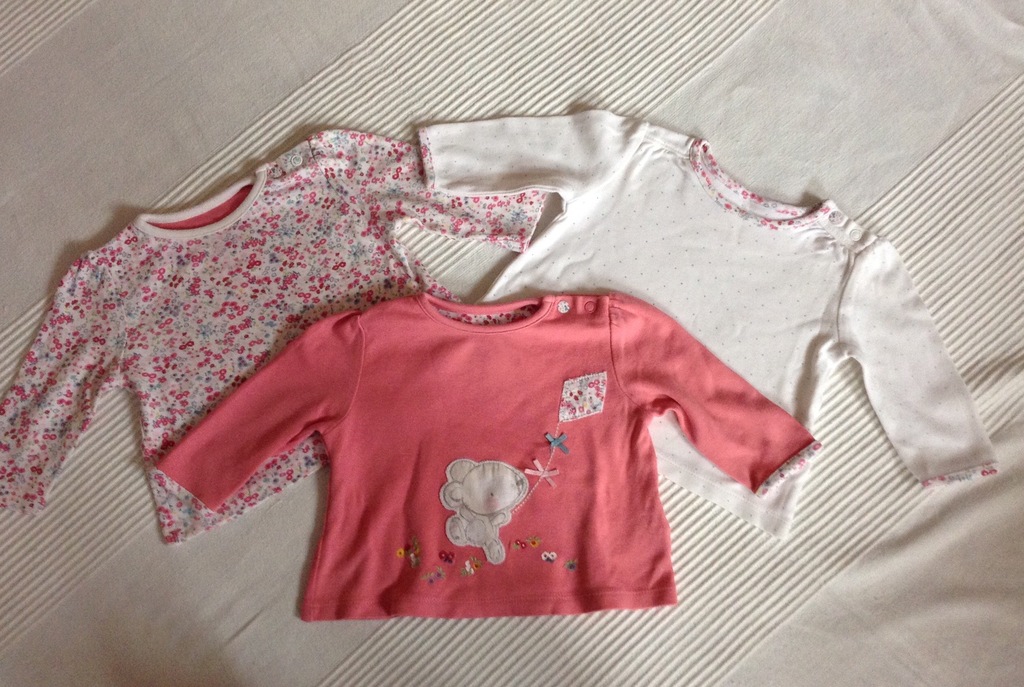 Mothercare bluzka x3 bluzeczki 68 3-6m śliczne