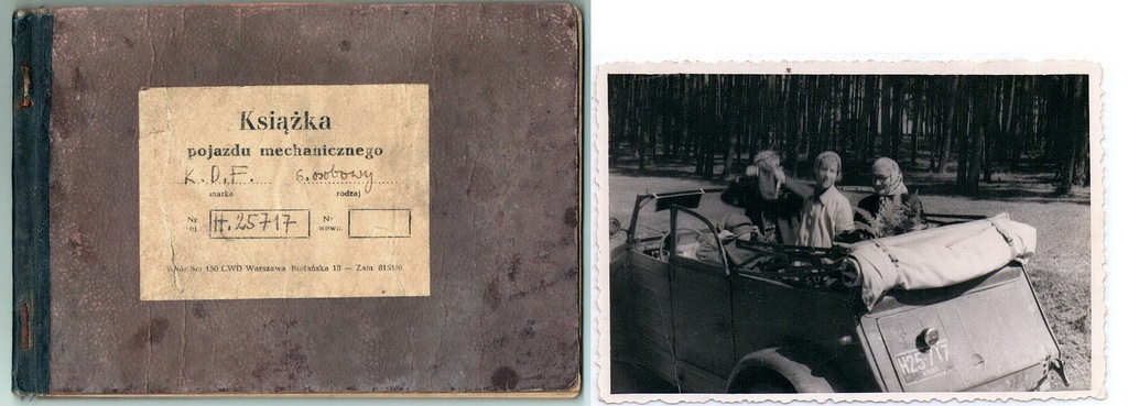 KSIĄŻKA pojazdu _ VW K.D.F. typ 82 = 1953 ORYGINAŁ