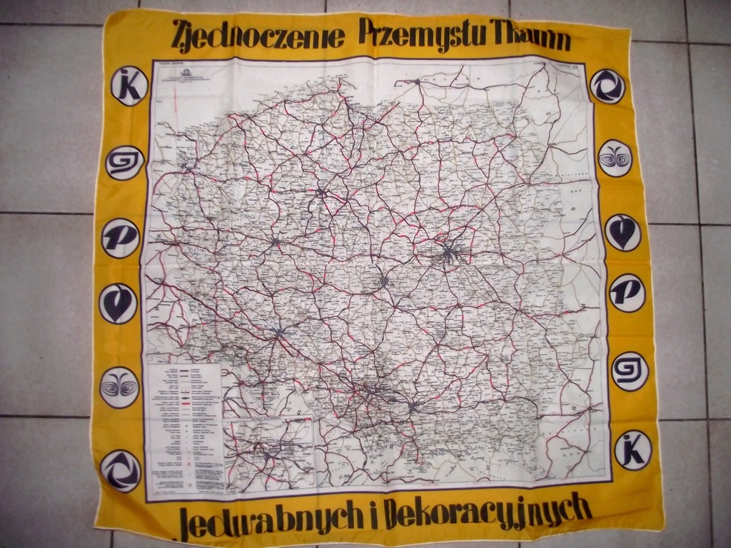 JEDWABNA  CHUSTA  -  MAPA  POLSKI - PRL