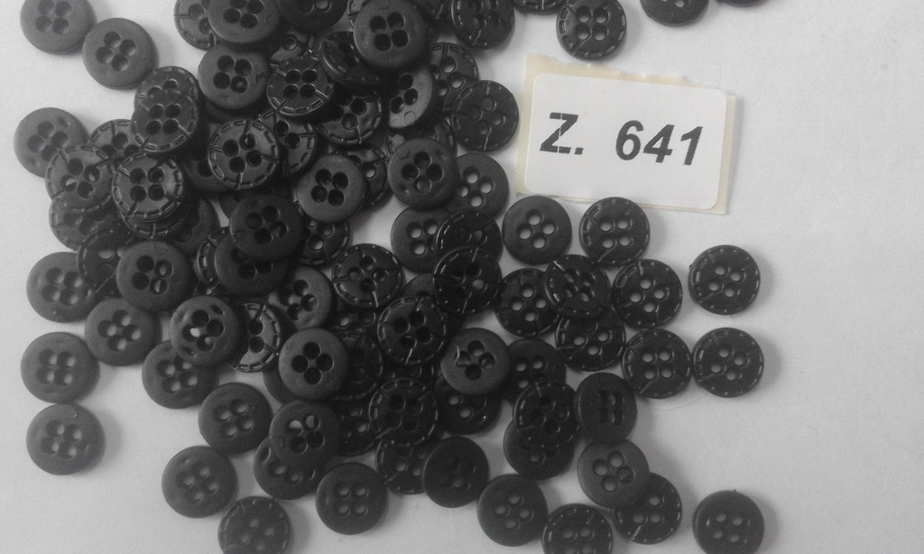 Guziki z tworzy  ś.11,5 mm k.czarny 100 szt Z.641