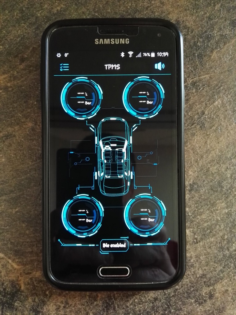 Czujniki ciśnienia w kołach TPMS smartfon Android
