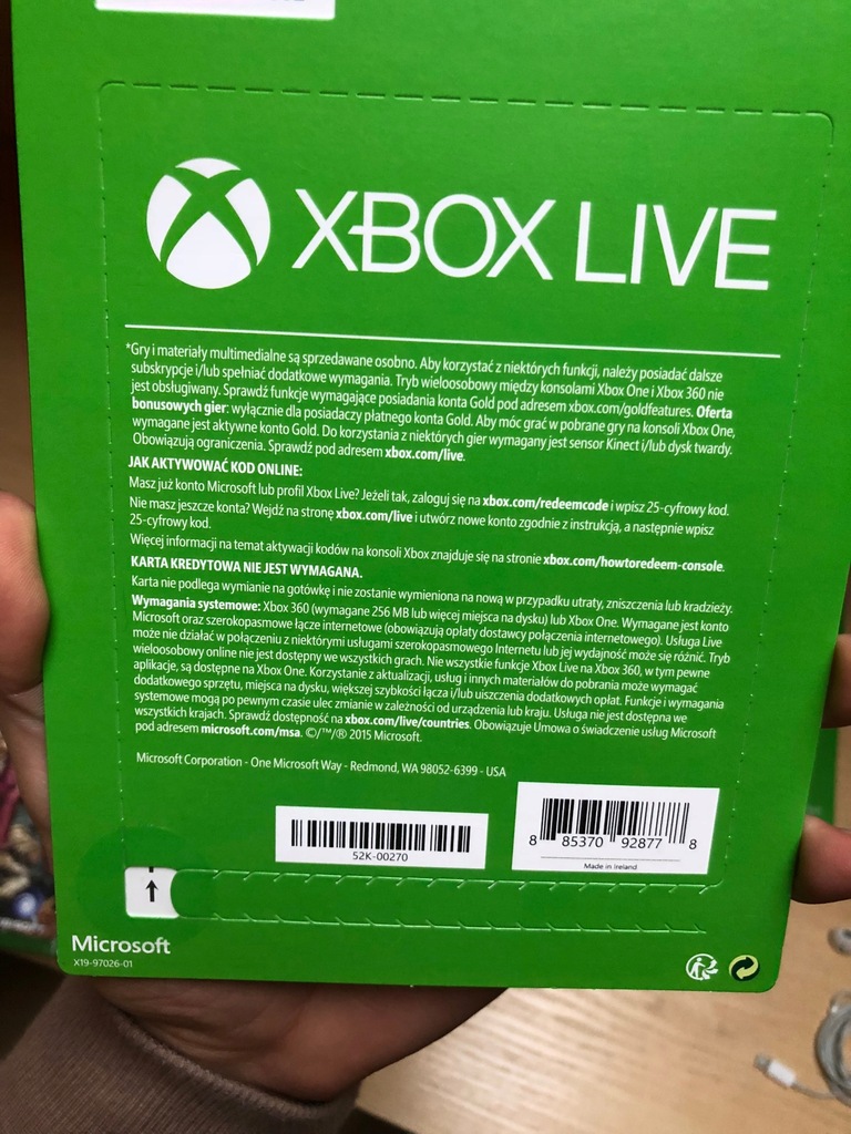 Microsoft XBOX Live GOLD 3 miesiące kod zdrapka