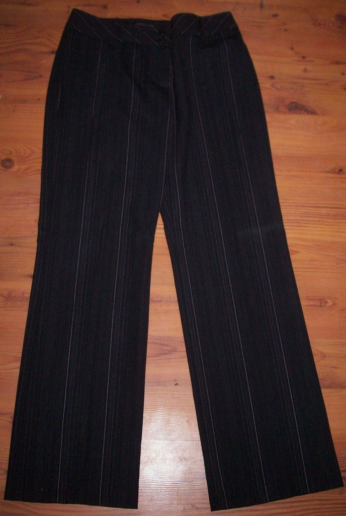 Spodnie beżowe czarne szarw MNG Mango pasy 40 L