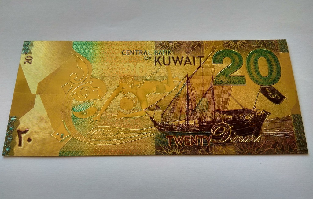 KUWEJT - 20 dinarów - banknot kolorowy - Au plated