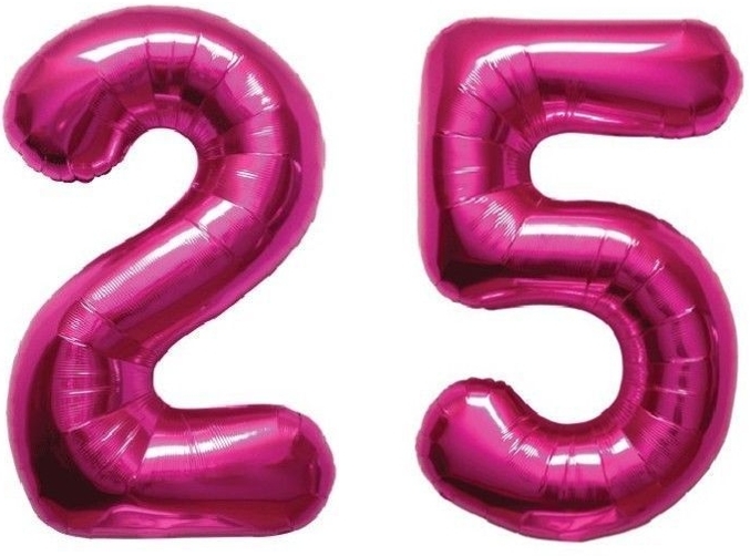 Balony foliowe na rocznicę, liczba 25, różowe 1m