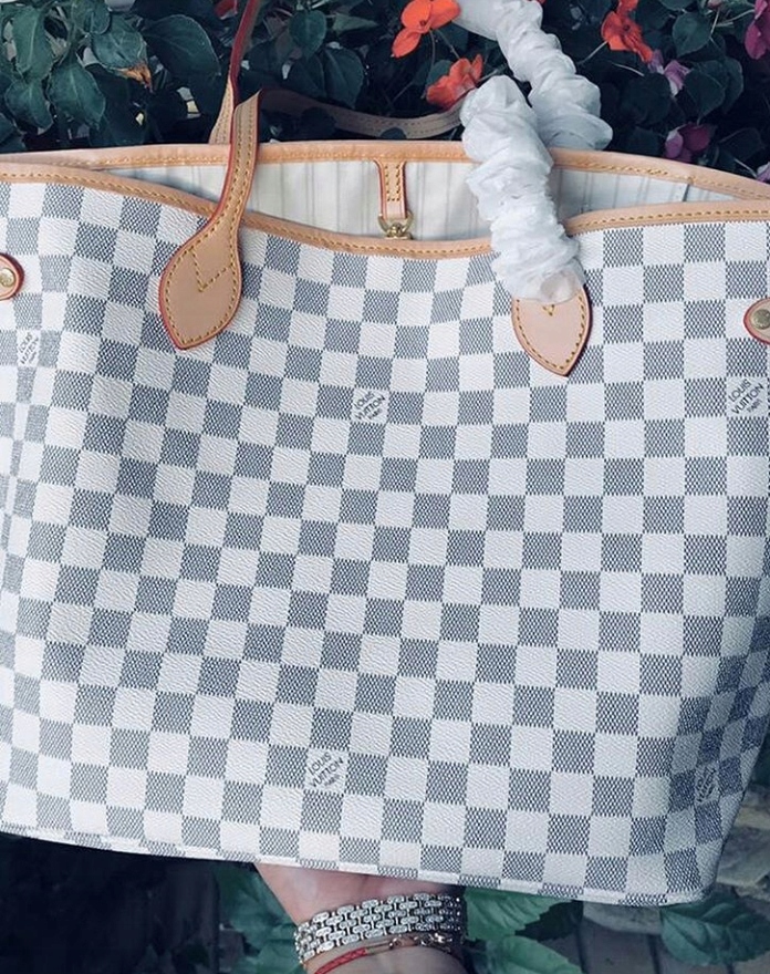 Torebka Louis Vuitton Neverfull Damier Azur MM - 6893942883 - oficjalne  archiwum Allegro