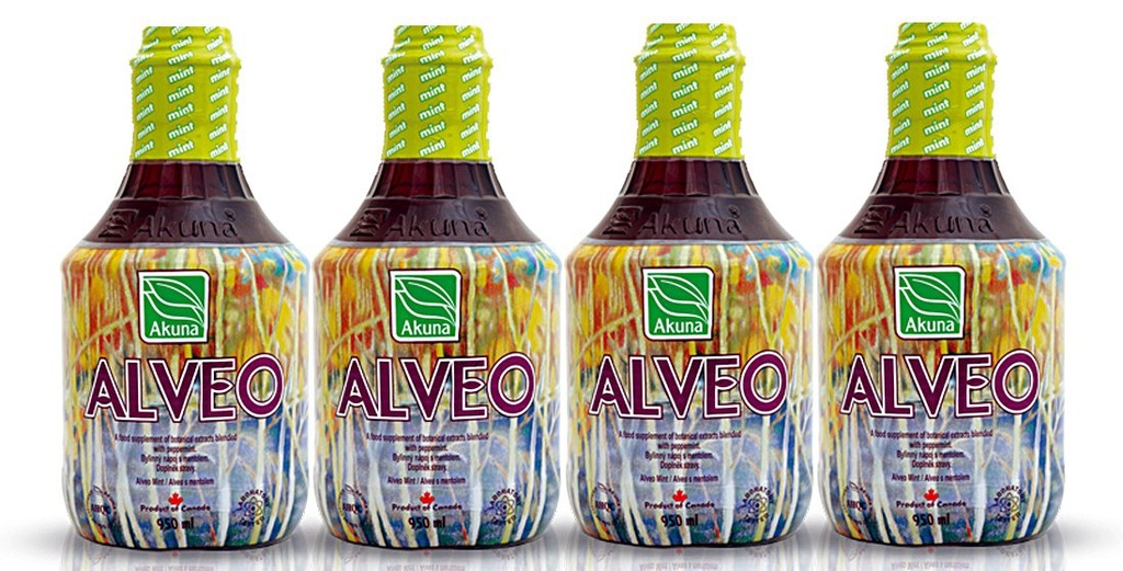 Alveo Mint 950ml pakiet 4 butelki Akuna miętowy