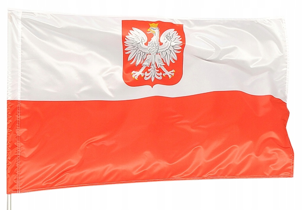 FLAGA POLSKI 1,1 X 0,7 M Z GODŁEM