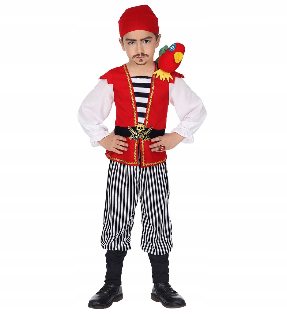 STRÓJ PIRATA PIRACKI KAPITAN MAJTEK Z PAPUGĄ 116CM