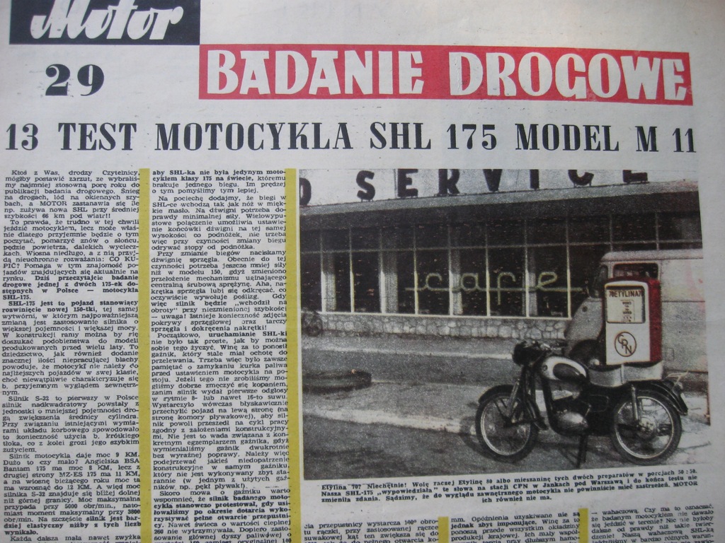 Motor Motocykl SHL 175 M 11 Badanie drogowe 1962