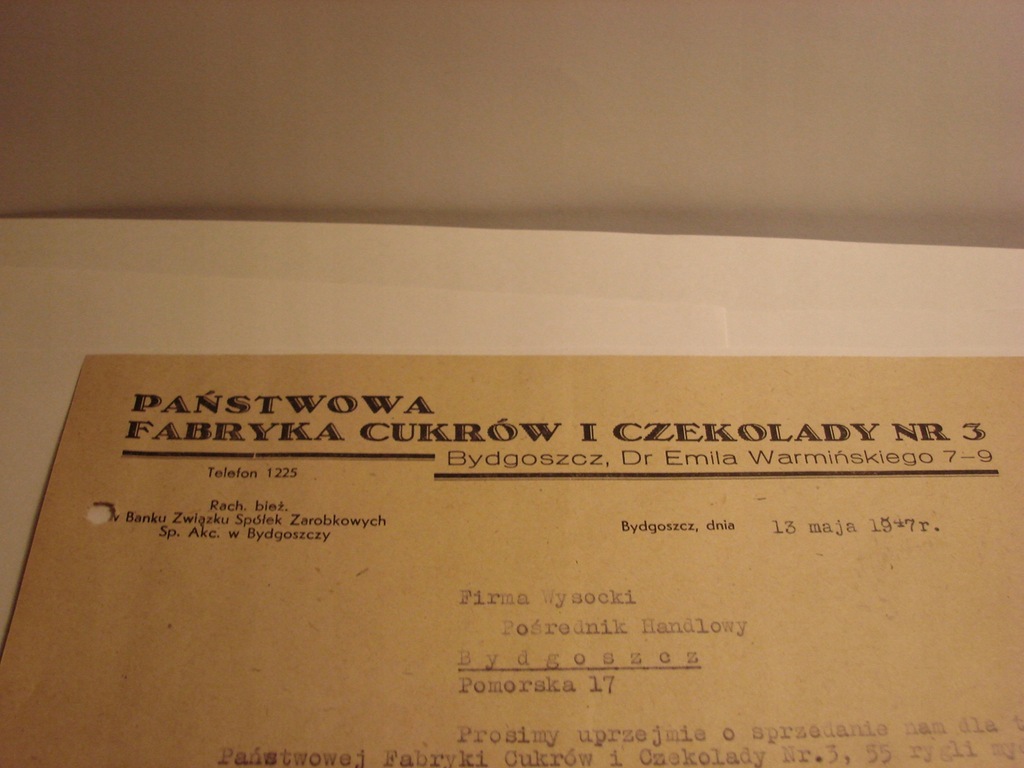 Bydgoszcz-Fabryka Cukrów i Czekolady 1947