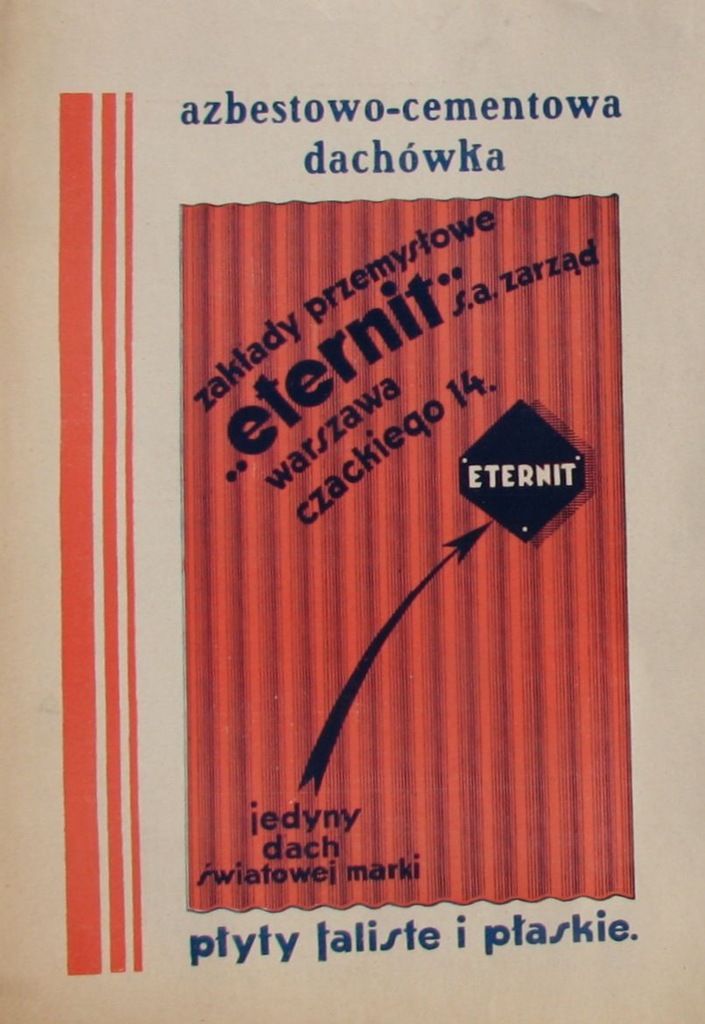 Reklama – azbestowo-cemantowa dachówka  ETERNIT