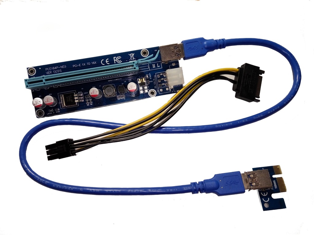 12x Riser PCI-E 1x-16x USB 3.0 SATA 009S SimpleMin