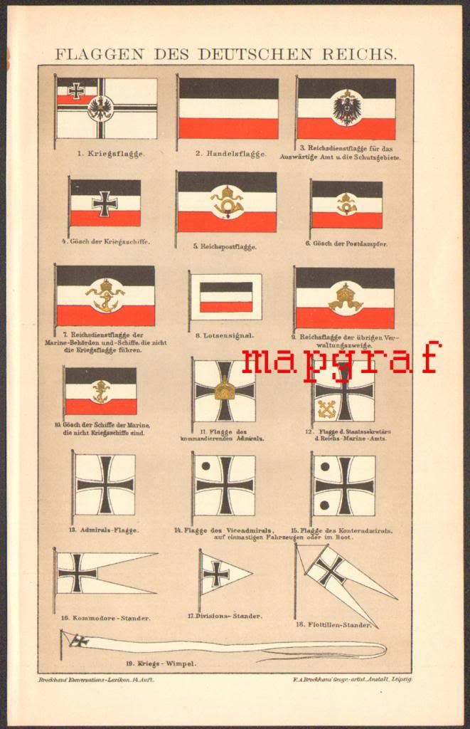 FLAGI RZESZY NIEMIECKIEJ chromolitografia z 1895 r