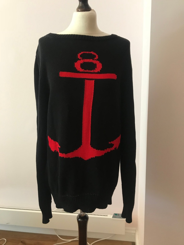 Sweter ASOS czarny marynarski styl  rockowy