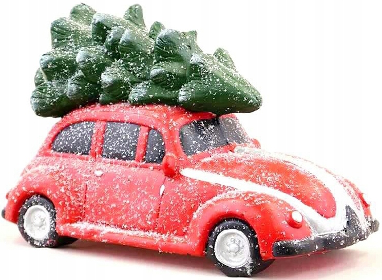 FIGURKA ceramika ŚWIĄTECZNA auto choinką na dachu