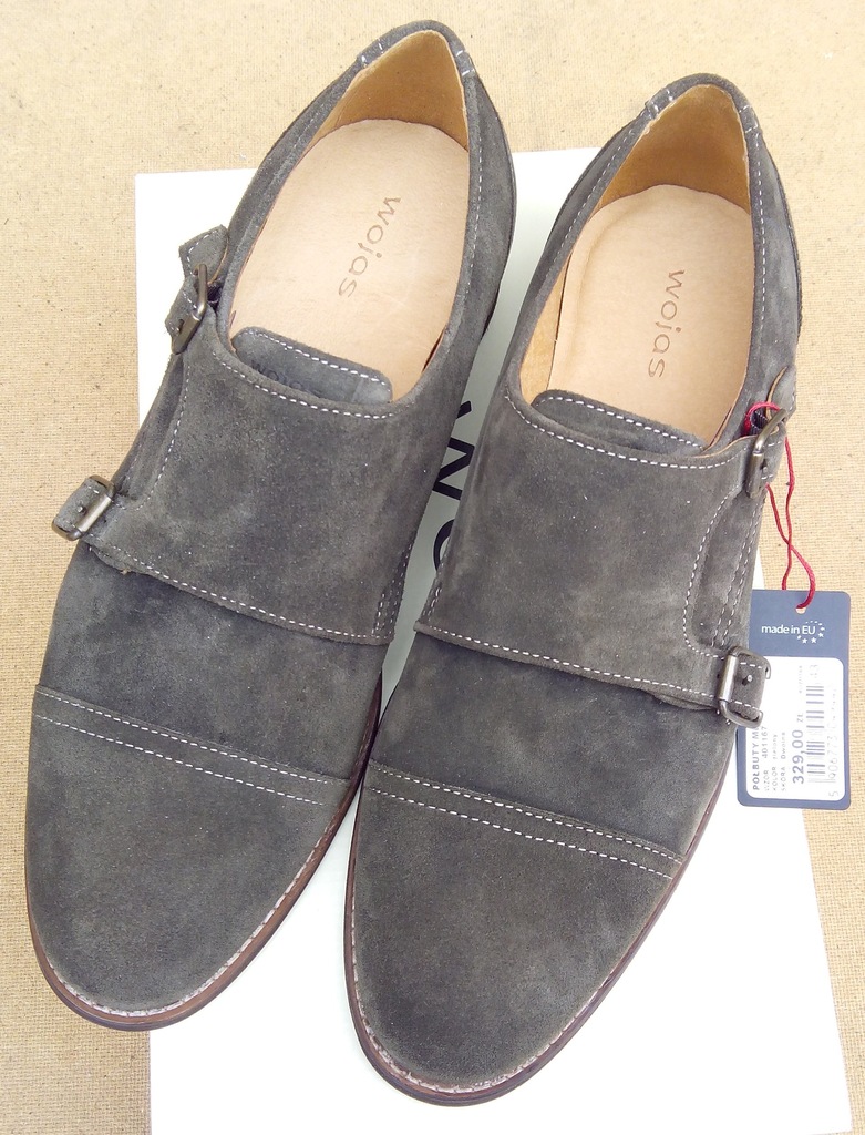 Buty skórzane monki Wojas 43 zamsz brązowe zielone