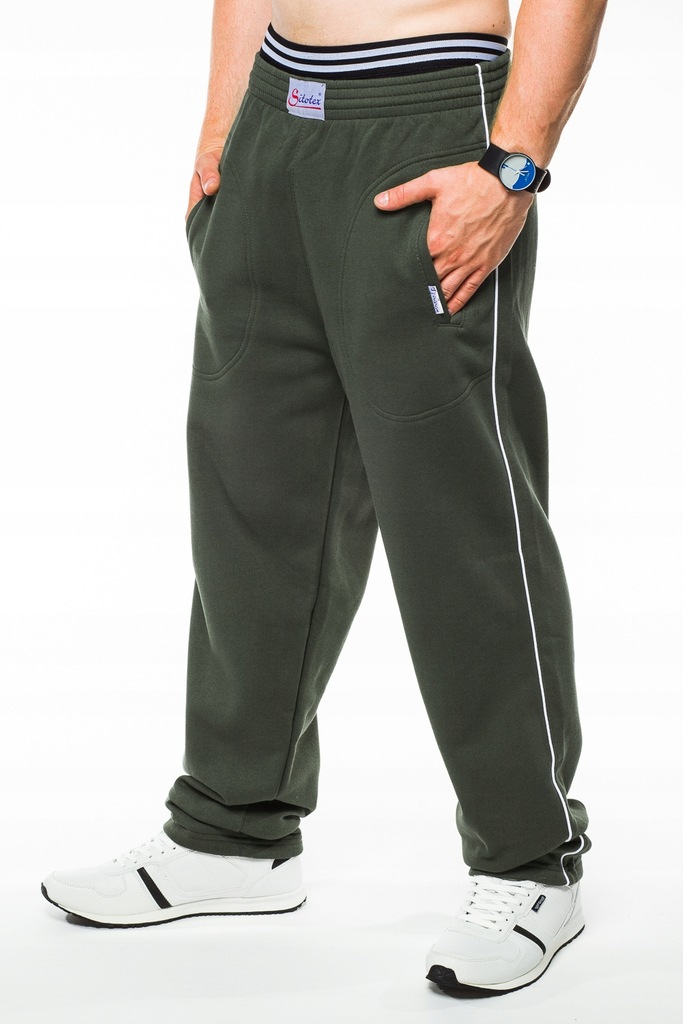 SPODNIE DRESOWE MĘSKIE DRESY GRUBE - KHAKI - XL - 7445605572