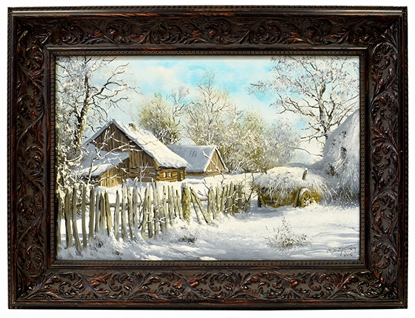 2016 r. Marek Szczepaniak wieś zimą 78x58 cm