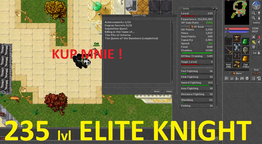 TIBIA 235 lvl ELITE KNIGHT *full addon* HEXERA.net