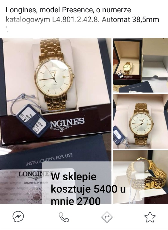 Longines Presence AUTOMAT 4L.801.2.42.8Nowy zloto