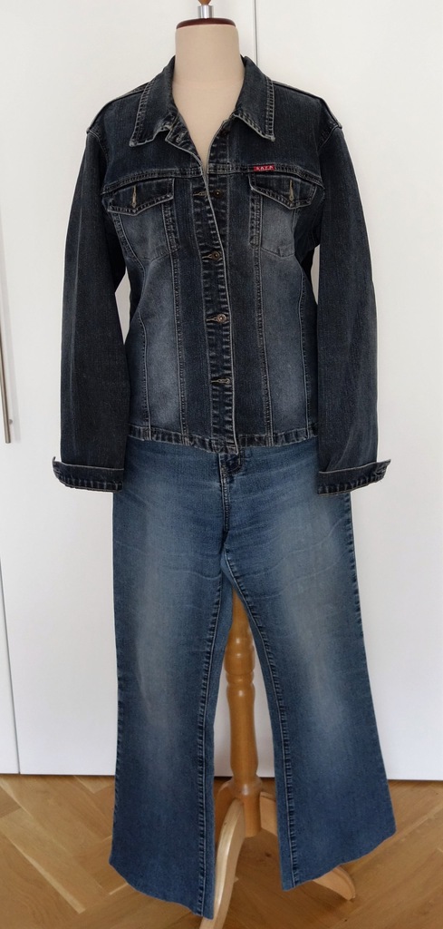 Damski komplet jeansowy XXL - spodnie + kurtka