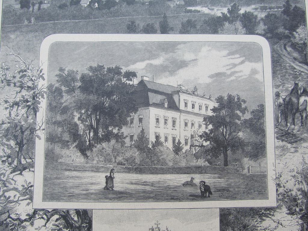 KRZYŻOWA PAŁAC VON MOLTKE piękna rycina 1885 r.
