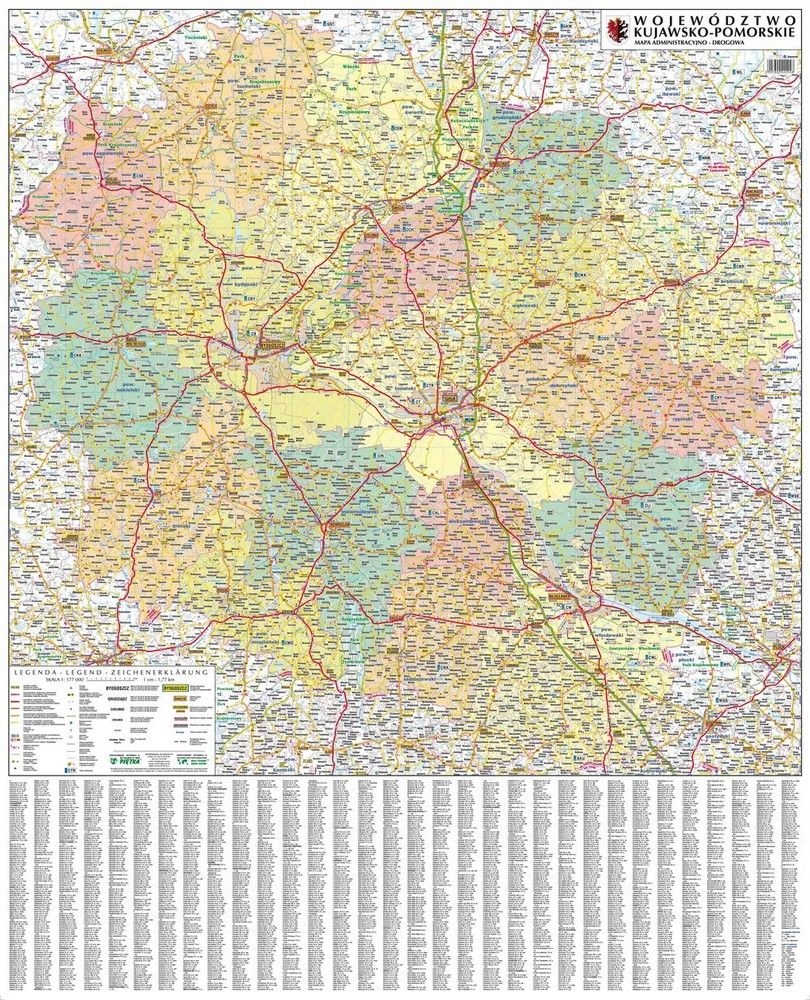 WOJEWÓDZTWO KUJAWSKO-POMORSKIE MAPA ŚCIENNA