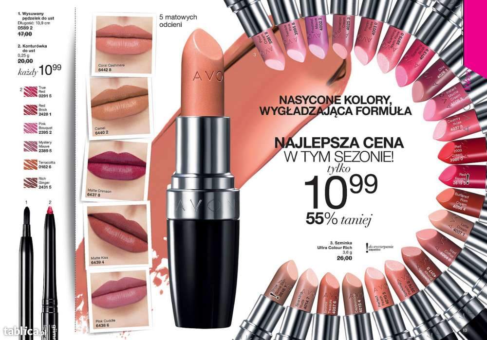 AVON pomadka szminka ultra colour rich CARNATION