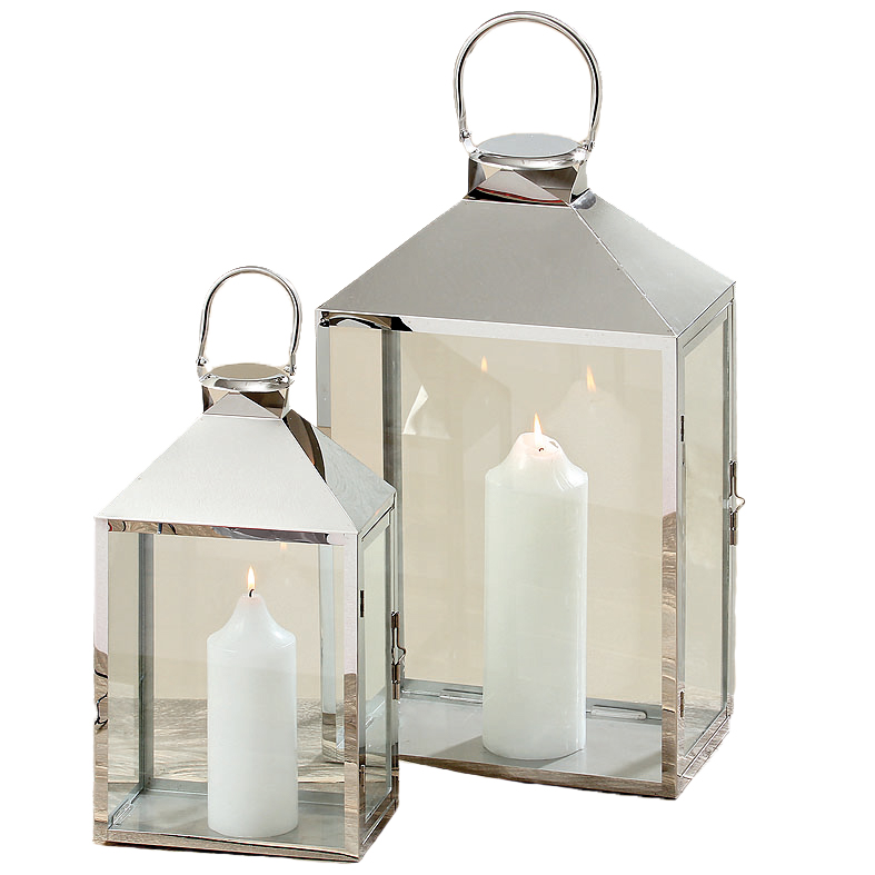 Lampiony metalowe szklane latarnia świecznik 2 szt