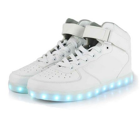 BUTY LED Świecąca Podeszwa BIALE AIR WYSOKIE tu 34